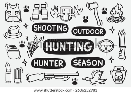 set of hunter doodle good for background, wallpaper, element design, icon, etc
