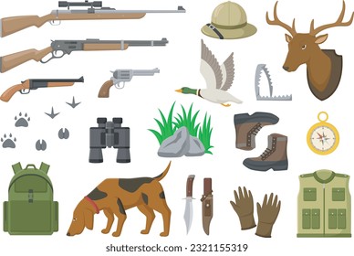 Set of hunters equipment element collection