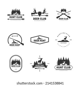 Set hunting deer logo design template