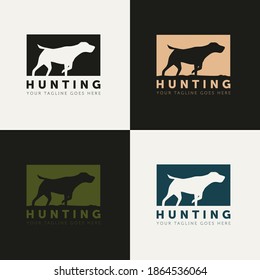 set of hunting dog silhouette style logo vector design template