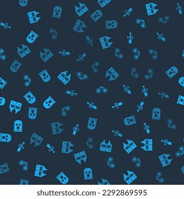Set Hunting jacket, Sniper optical sight, Binoculars and Balaclava on seamless pattern. Vector