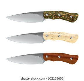 Set of hunting knives, vector design