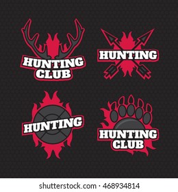 Set of Hunting Labels, Badges, Logos Vector Design eps10