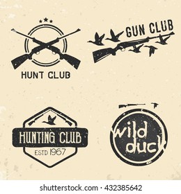 Set of hunting logos, vector illustration
