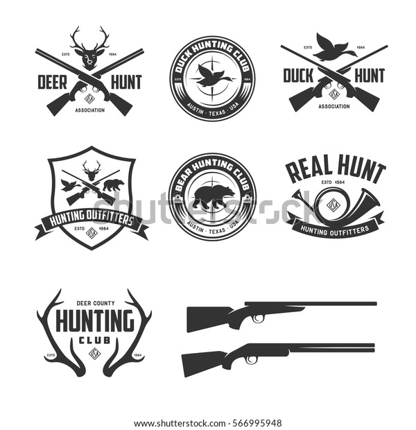 Set Hunting Related Labels Badges Emblems Stock Vector (Royalty Free ...