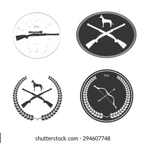 set of hunting retro posters and labels.