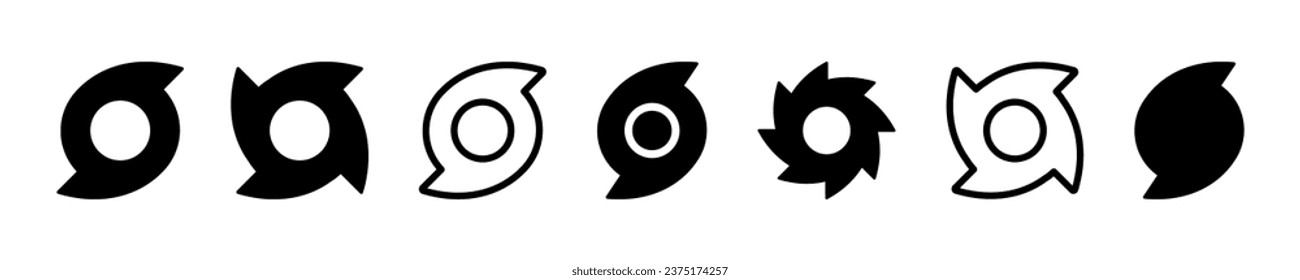 Set of hurricane or tornado vector symbols. Natural calamity icon. Typhoon, disaster or storm icons.