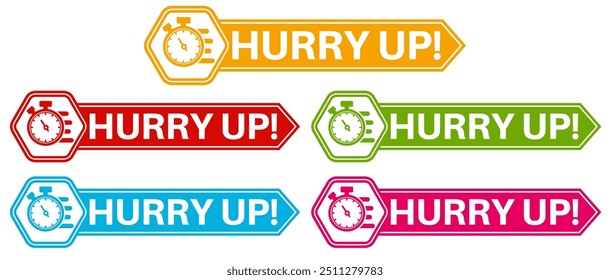 set hurry up badge labels icon. fast sale sticker countdown label design illustration