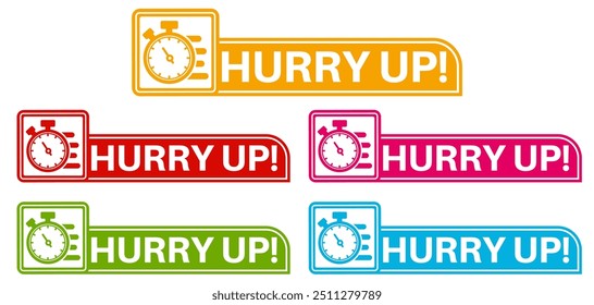 set hurry up badge labels icon. fast sale sticker countdown label design illustration