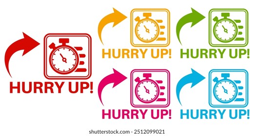 set hurry up badge labels icon. fast sale sticker countdown label design illustration