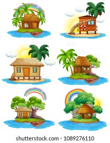 A Set of Hut at Island illustration