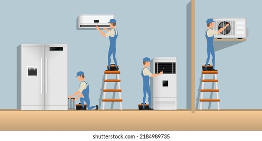 Conjunto de caracteres de diseño de la ilustración de diseño de HVAC formato de eps vectoriales , adecuado para sus necesidades de diseño, logotipo, ilustración, animación, etc.