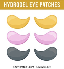 Set of hydrogel eye patches. Cosmetic collagen eye patches. Eye patches for beauty and skin care. Vector