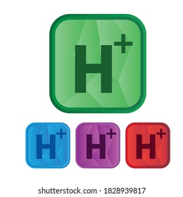 set of hydrogen ion icon on white background