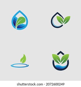 set of hydroponic logos vector design illustration on gray background