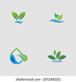 set of hydroponic logos vector design illustration on gray background