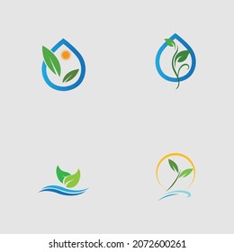 set of hydroponic logos vector design illustration on gray background