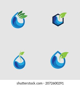 set of hydroponic logos vector design illustration on gray background