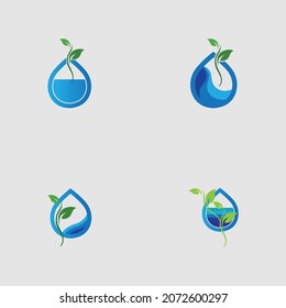 set of hydroponic logos vector design illustration on gray background