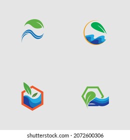 set of hydroponic logos vector design illustration on gray background