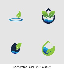 set of hydroponic logos vector design illustration on gray background
