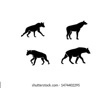 set hyena black logo icon design vector illustration