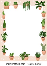 Set of hygge potted succulents. Cozy lagom scandinavian style collection of plants