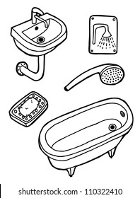 Set of hygiene, hand drawn