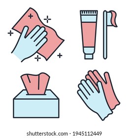 Set of Hygiene icon. Coronavirus protection pack symbol template for graphic and web design collection logo vector illustration