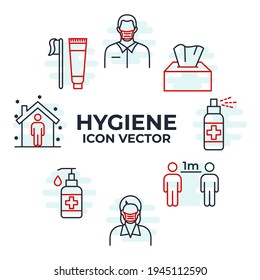 Set of Hygiene icon. Coronavirus protection pack symbol template for graphic and web design collection logo vector illustration