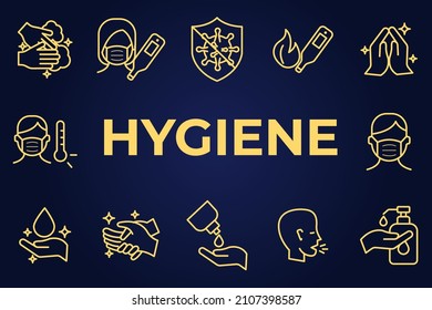 Set of Hygiene icon. Coronavirus protection pack symbol template for graphic and web design collection logo vector illustration