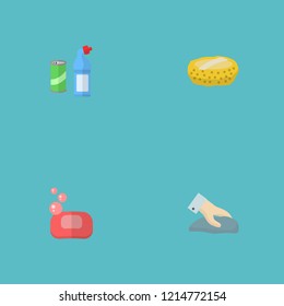 Set of hygiene icons flat style symbols with wisp, soap, wiping and other icons for your web mobile app logo design.
