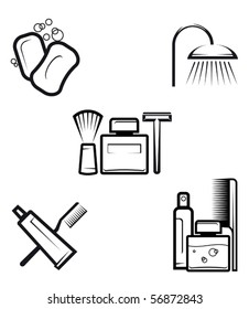 Set of hygiene objects - also as emblem or logo template. Jpeg version also available