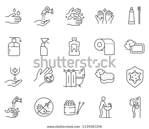 Set Hygiene Related Vector Line Icons Stock Vector (Royalty Free ...