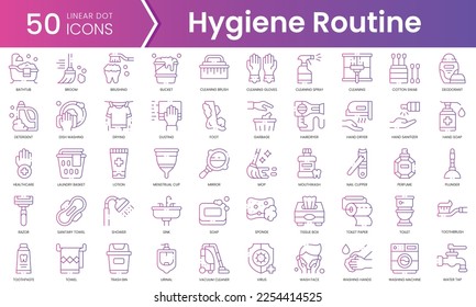 Set of hygiene routine icons. Gradient style icon bundle. Vector Illustration