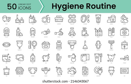 Set of hygiene routine icons. Line art style icons bundle. vector illustration