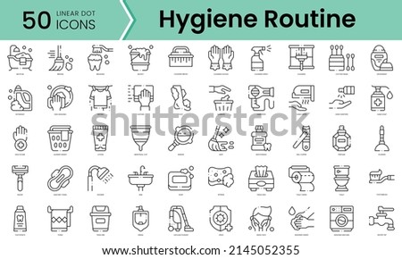 Set of hygiene routine icons. Line art style icons bundle. vector illustration