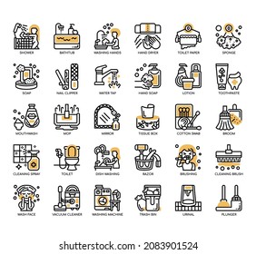 Conjunto de iconos de línea delgada de Higiene para cualquier proyecto web y de aplicación. 