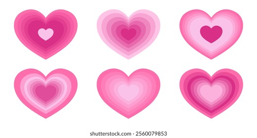 Set of hypnosis heart tunnel for banner, card design icons