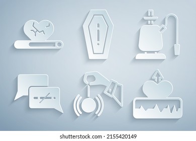 Set Hypnose, Hookah, Rauchen, Herzschlag zunehmen, Tod von und Krankheit mit Symbol. Vektorgrafik