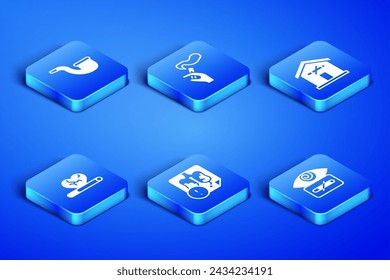 Set Hypnosis, No pipe smoking, Disease lungs, Heart disease with, Hand cigarette and at home icon. Vector