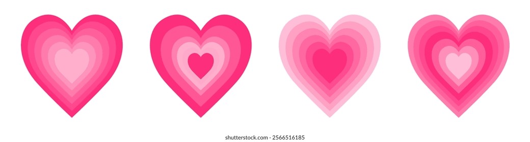 Set of hypnosis pink heart tunnel for banner, card design icons