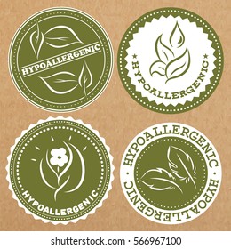 Set of hypoallergenic badges, icons, sticker layouts