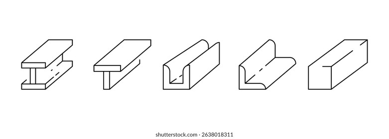 Set of I-beam structural steel icon collection. Steel products symbol.