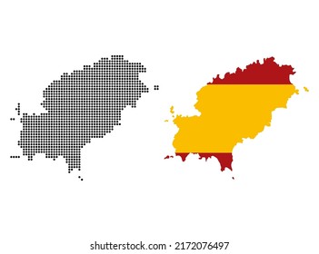Set of Ibiza high detail map island, spanish region flat sign, web design vector illustration .