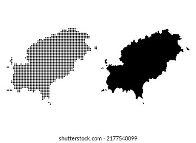 Conjunto de isla de mapa de alto nivel de Ibiza, región española de señas planas, diseño web de ilustración vectorial.