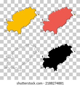 Set of Ibiza high detail map island, spanish region flat sign, web design vector illustration .