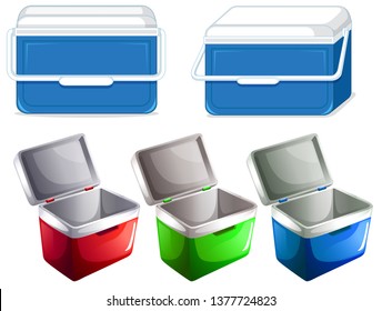 Set of ice box container illustration