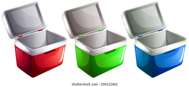 Set of ice buckets on a white background 