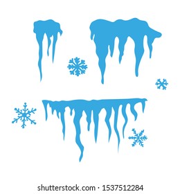Set of ice caps. Snowdrifts, icicles, elements winter decor. - Vector